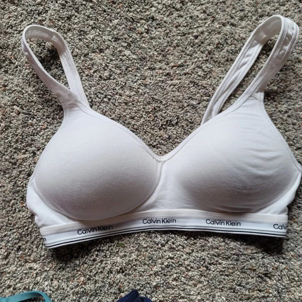 Calvin Klein Modern Cotton Wireless Bralette White Logo Band Small B75